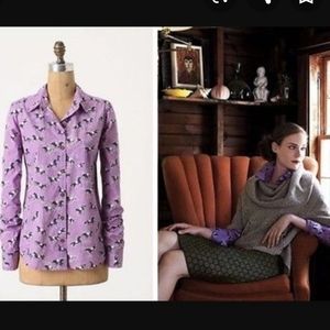 Odille from Anthro Horse Print button up size 6